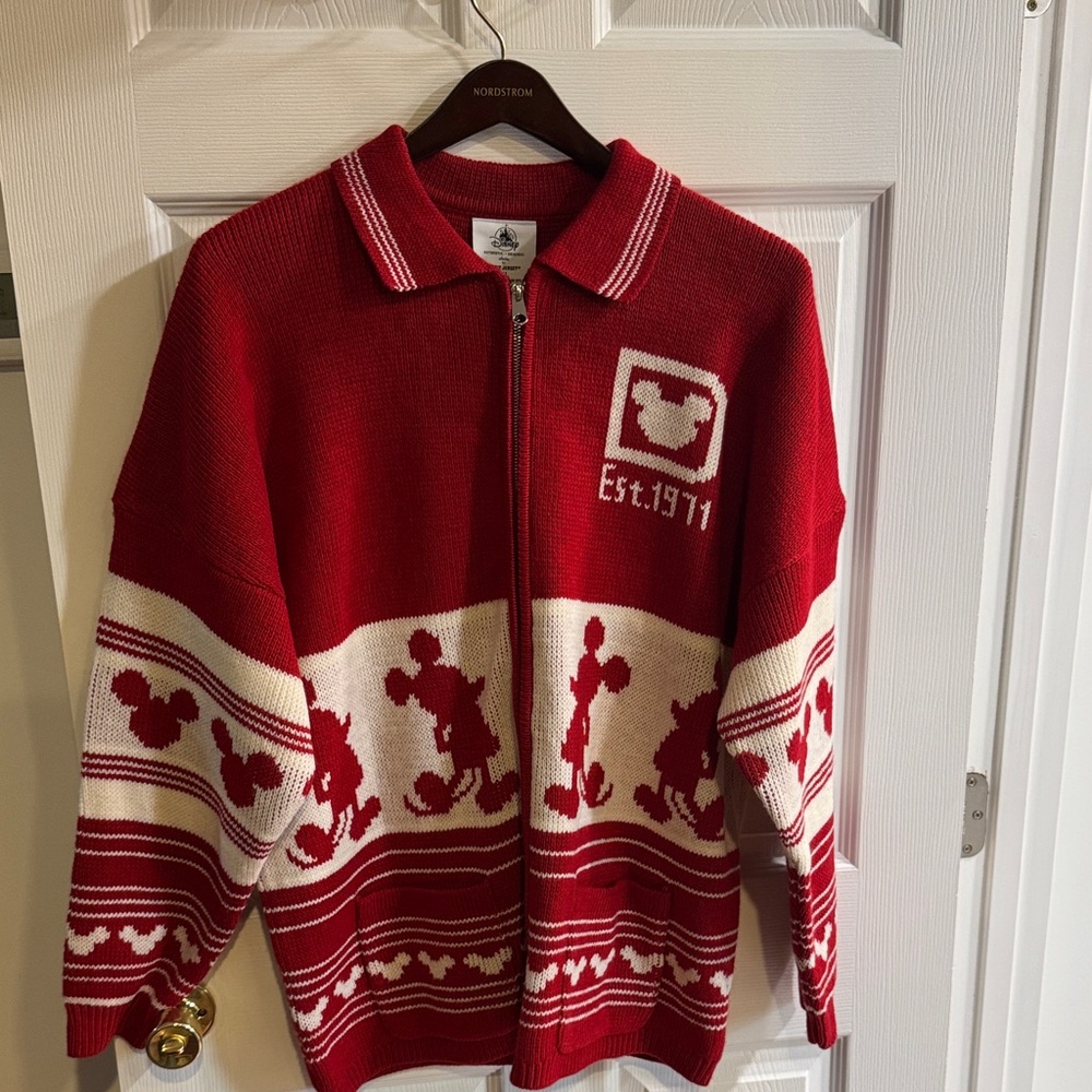 Vintage Red and White Cardigan Sweater